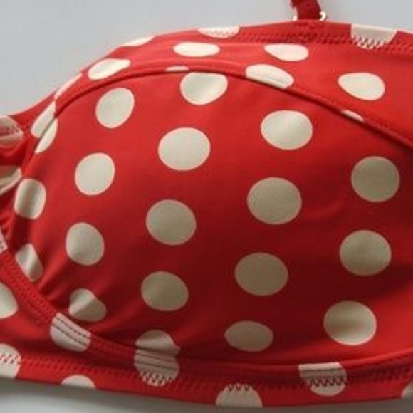 Forever21 Red and white Polka Dot Removable Neck ties Padded Bra SZ L - Picture 3 of 7